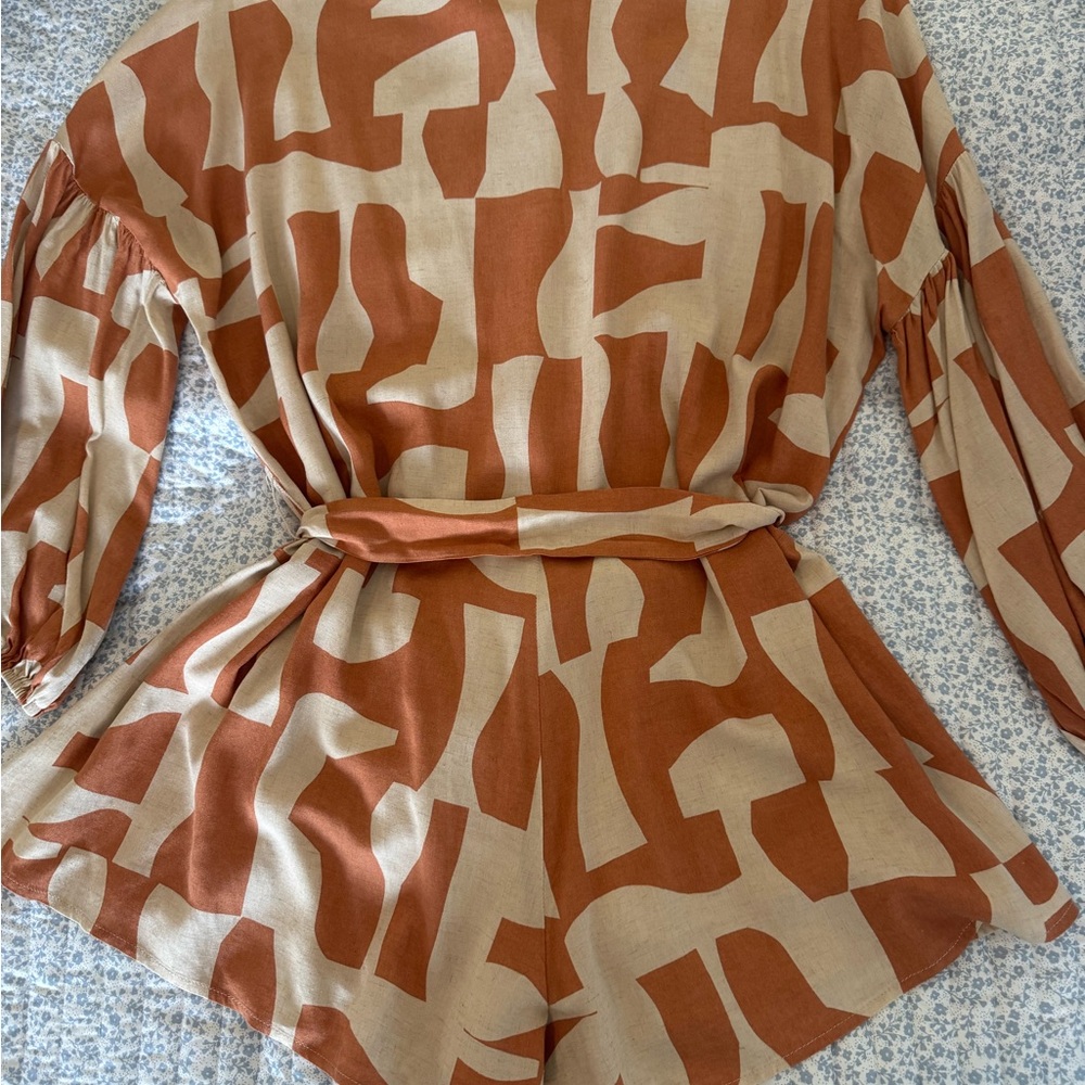 Brown and Cream Patterned Romper - image 2